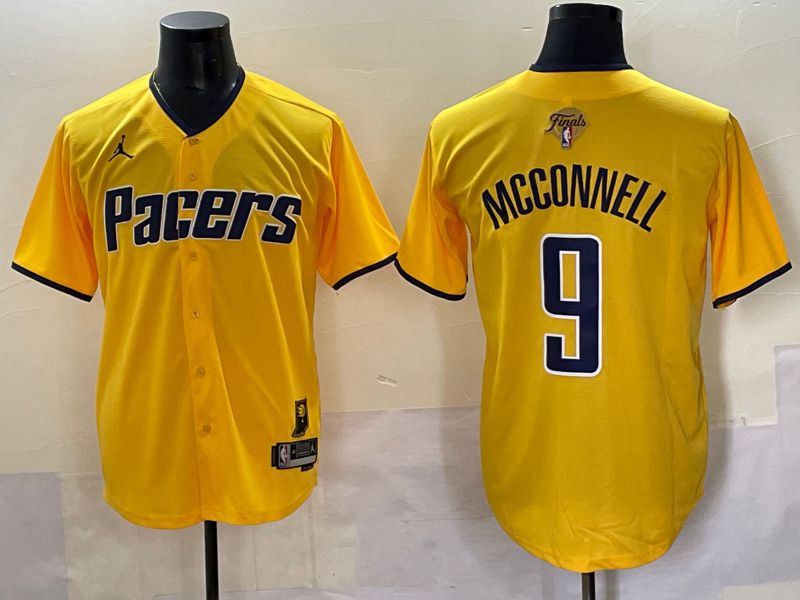 Men 2025 Indiana Pacers #9 Mcconnell Yellow Joint Name NBA Jersey style 26